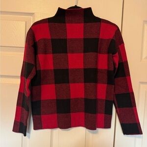 TAHARI Buffalo Plaid Mock Neck Sweater
